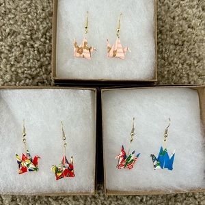 Origami bird earrings